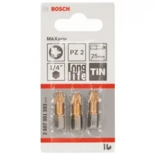 Bosch Бит Рozidriv 2, хв-6-ти гр 14", 25мм, 3шт, MAXgrip 2.607.001.593 148568