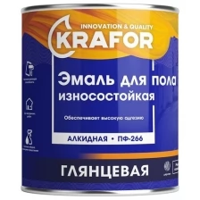 Эмаль ПФ-266 для пола Krafor, алкидная, глянцевая, 20 кг, золотистая