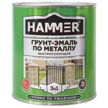 Грунт-эмаль по ржавчине 3 в 1 HAMMER, Быстросохнущая, черная 2,7 кг