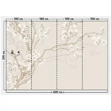 Фотообои / флизелиновые обои Птицы в магнолиях (зеркальное) 4 x 2,7 м