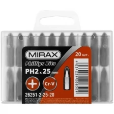 MIRAX Биты PH2 25мм, тип хвостовика C 1/4", 20шт MIRAX