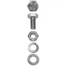 Болт (DIN933) в комплекте с гайкой (DIN934), шайбой (DIN125), шайбой пруж. (DIN127), M8x35мм, 5шт, ЗУБР