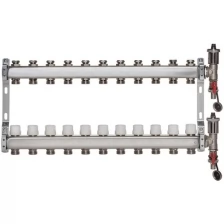 ColSys P813, 11 выходов. Коллекторная группа с отсекающими и термостатическими клапанами, автоматическими воздухоотводчиками и дренажными кранами